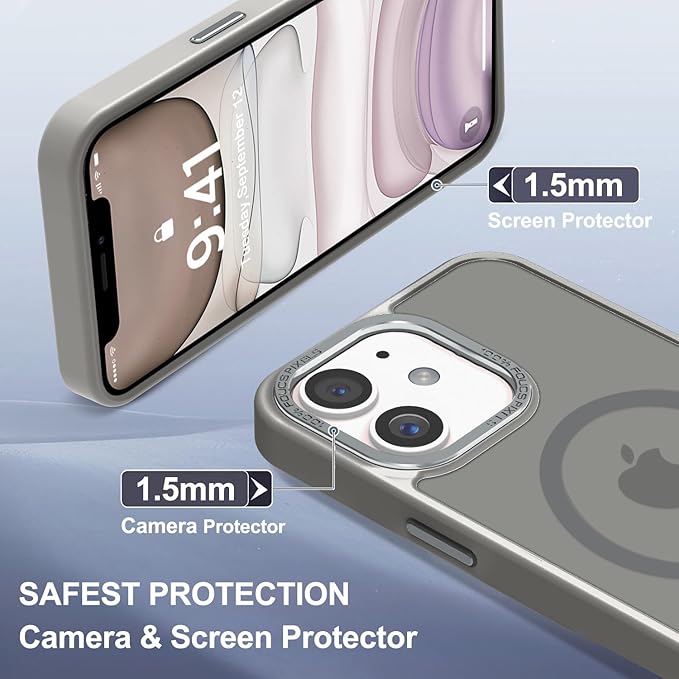 Newfuture Designed for iPhone 11 Case with Strong Magnetic [13 FT Military Drop Protection] [Compatible with Magsafe] Slim Translucent Matte Shockproof with Anti-Fingerprint Phone Case, Titanium Gray