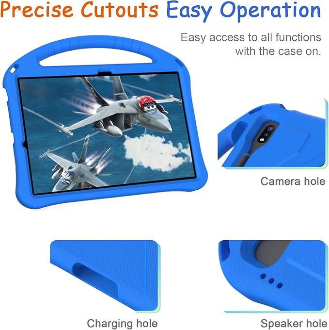 Kids Case for Samsung Galaxy Tab S10+/S9+/S8+/S7 FE/S7+/S9 FE+ 12.4", Techcircle Light Weight Shock Proof EVA Foam Handle Rugged Stand Protective Case for Galaxy Tab S9 FE Plus/S10 Plus 2024, Blue