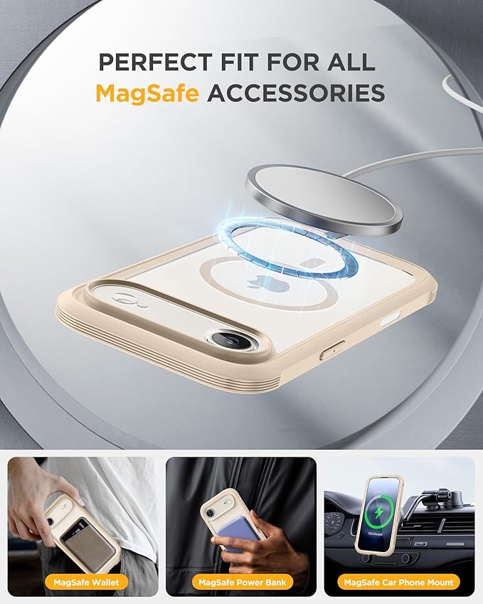 Miracase Magnetic for iPhone Air Case 6.5" [Compatible with MagSafe] Full-Body Phone Case with Built-in Glass Screen Protector & Camera Control,Drop Proof iPhone 17 Air Case Cover, Gold