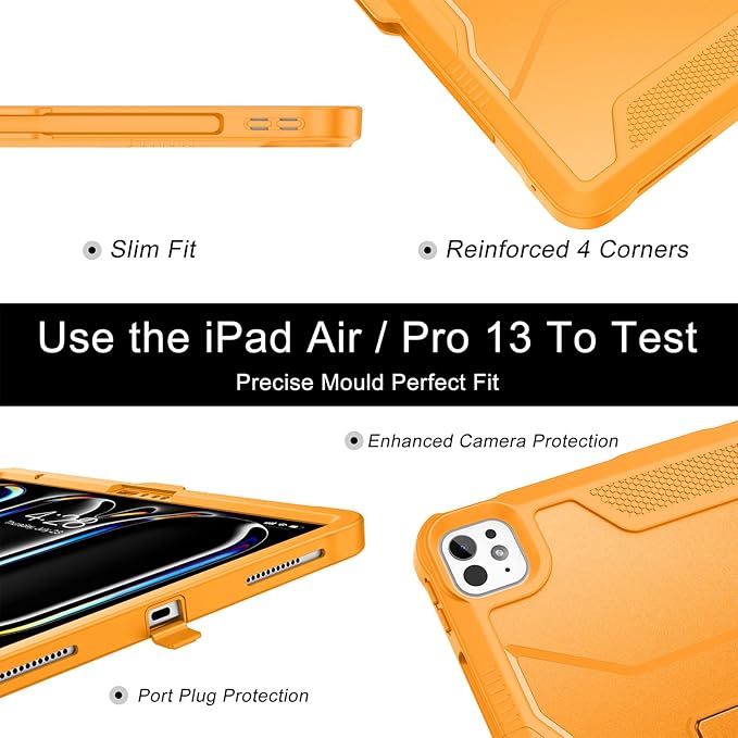 Soke Case for iPad Pro 13 Inch M5/M4 & iPad Air 13 Inch M4/M3/M2(2026/2025/2024), iPad Pro 12.9(2022 2021 2020,6th/5th/4th Gen), Rugged Shockproof Protective Cover - Citrus
