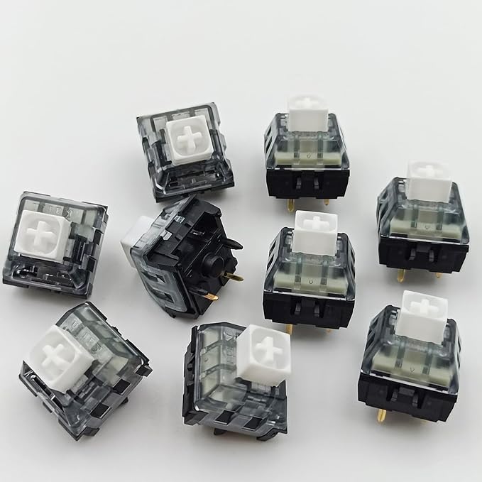Zjmehty Upgrade Kailh Box V2 White Switches for Mechanical Keyboard,5-Pin 45gf Clicky/Dust&Waterproof/Gaming Switches(72pcs,White)