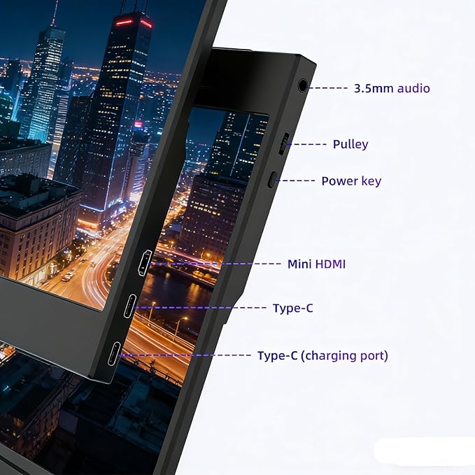 15.6-inch 4K Portable Monitor, 3840×2160 Ultra HD IPS Computer Display, 100% sRGB HDR Graphics Monitor, USB-C Port, Compatible with PS4/PS3/Xbox One/Switch and Other Devices