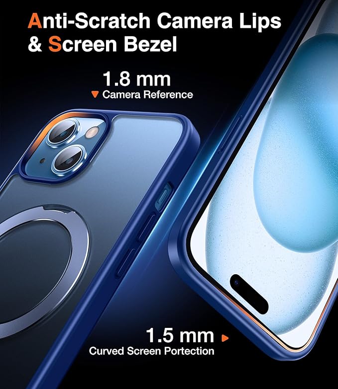 Chicfun 3-in-1 [Magnetic+Kickstand+Ring Holder] for iPhone 15 Plus Case with Stand Ring Holder， Compatible with MagSafe, Military Shockproof Kickstand Phone Case iPhone 15 Plus Cover Blue