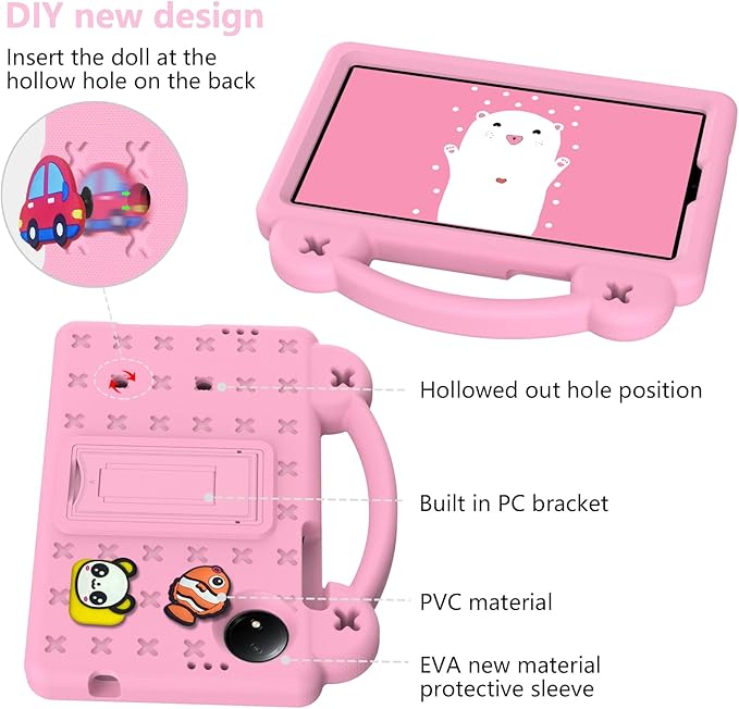 AKABEILA Compatible with Doogee U11/U11 Pro 2025 11 inch/Tab G6/Tab G6+ 11 inch/Infinix Xpad 20 2025 inch/Umidigi G7 Tab Pro 2024 11 inch Tablet Case, Shoulder Strap & Stand Handle Pink