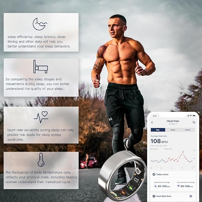 2026 Smart Ring for Women & Men Health Fitness Tracker for Daily Activity Workouts | Heart Rate Sleep Blood Oxygen Steps Cycle Monitoring Meditation | No Subscription Required (Silver, #6)