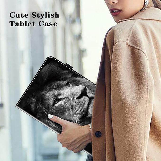 Case for iPad 10.2 & 10.5, iPad 9th/8th/7th Gen 10.2 inch 2021/2020/2019 - PU Leather Flip Stand Cover with Card Slots - Lion