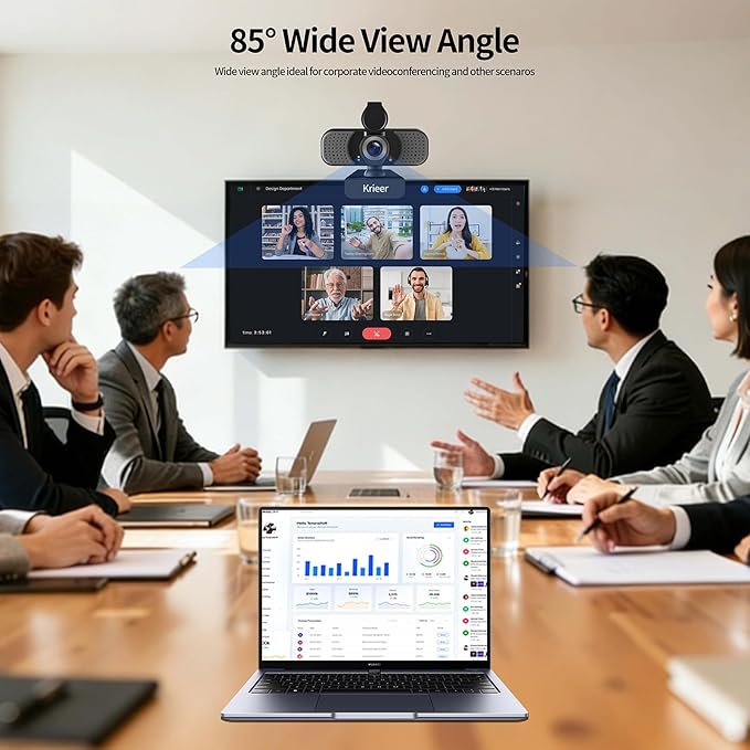 4K Hd Webcam with Dual Mics &Rotatable Tripo,Privacy Cover for Pc/Laptop, USB Computer Camera Plug & Play with Auto Light Correction for Video Calls, Live Streaming Gaming & Online Meetings