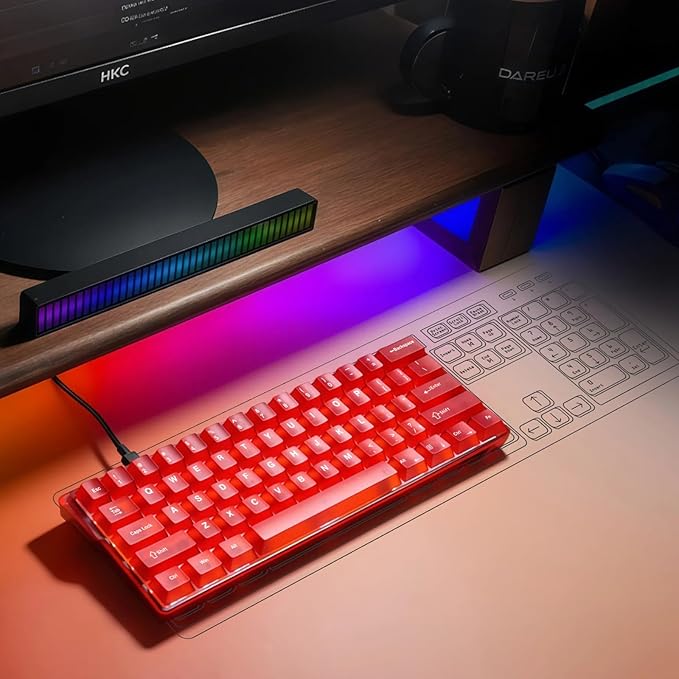 DAREU COOL60 60% Hall Effect Gaming Keyboard with Magnetic Switch, SOCD, 0.01mm Actuation Adjustable Rapid Trigger,8000 Hz Polling, Frosted Transparent Keycaps, Hot-swap, RGB Backlit