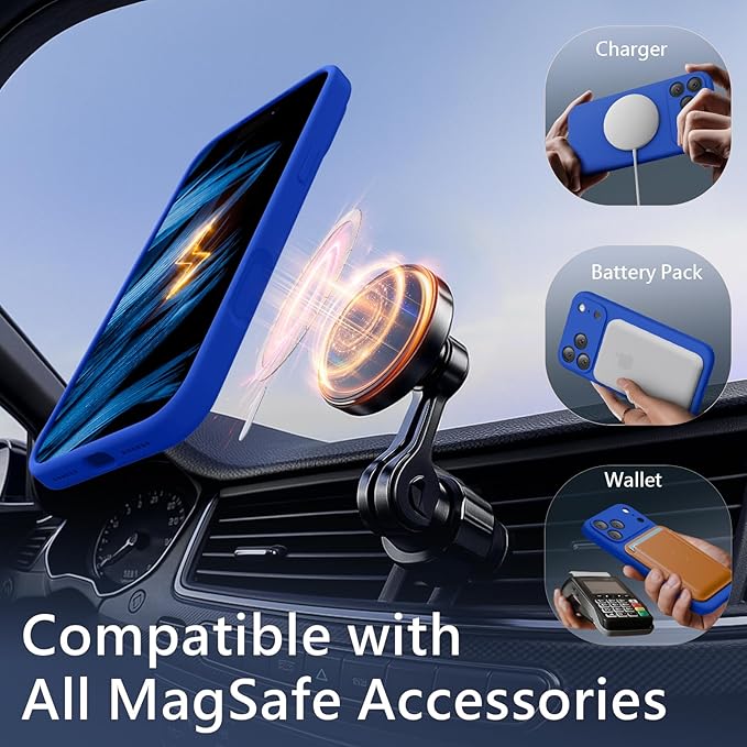 FireNova Magnetic for iPhone 17 Pro Max Case, Compatible with MagSafe, [Integrated Silicone Camera Control Button] [Camera Protection] Anti-Scratch Microfiber Lining Phone Case, 6.9", Klein Blue