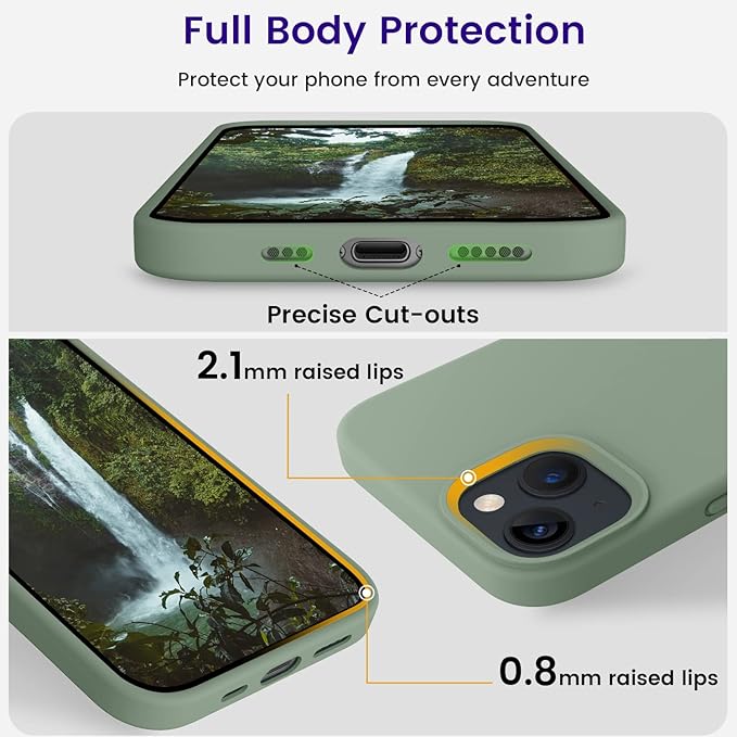 OTOFLY Designed for iPhone 14 Case, Silicone Shockproof Slim Thin Phone Case for iPhone 14 6.1 inch (Calke Green)