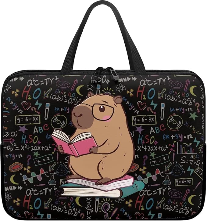 Capybara Formula 15 Inch Laptop Sleeve Protective Laptop Case Tote Bag with Zipper for Women Men Handbag Tablet Carrying Case Shoulder Bag for Business Travel Back to School Supplies