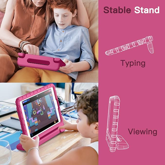 JETech Kids Case for iPad 9.7 Inch (6th/5th Generation, 2018/2017), iPad Air 2/1 9.7 (2nd/1st Gen, 2014/2013) and iPad Pro 9.7 2016, Shockproof Lightweight Tablet Cover with Handle Stand (Plum)
