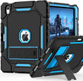 ZoneFoker Case for iPad (A16) 11th/10th Generation 11/10.9 inch 2025/2022, Heavy Duty Military Grade Shockproof Rugged Cover with Pencil Holder/Stand for i Pad 11th / 10 th Gen (Black+SkyBlue)