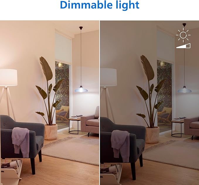 Philips Smart LED Full Color Light Bulb 4-Pack, A19 60W 800LM E26 Indoor, Sunset to Sunrise Automation + Motion Detection + Control with Voice or App, Matter Compatible
