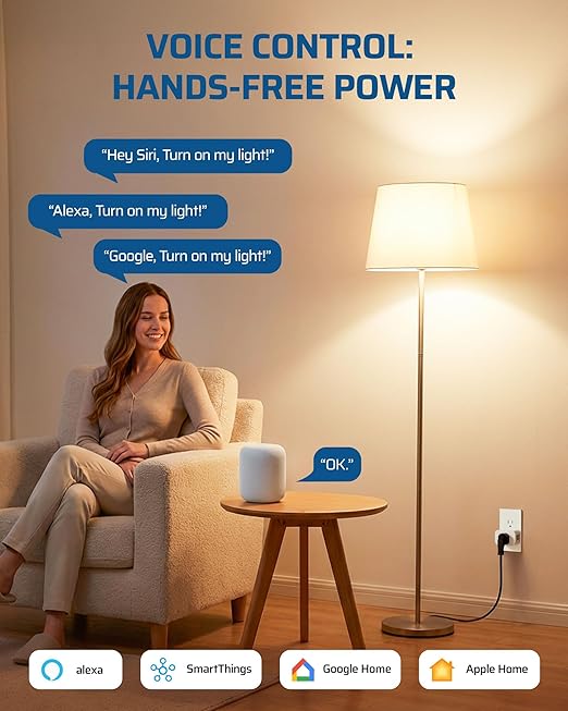 DEWENWILS Matter Smart Plug, Work with Apple Home, Alexa, Google, SmartThings, Smart Outlet with Schedule and Timer, FFS Easy Setup, 100% Privacy 15A/1800W, APP Voice Control, 2.4G Wi-Fi Only, 3 Pack