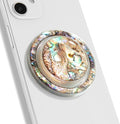 On The Grip Magnetic Phone Grip for MagSafe, Genuine Natural Crystal & Seashell Stone, Swappable Top, Strong Magnet Holder & Kickstand for iPhone 15 14 13 12 Pro Max Plus & MagSafe Cases (Leopard)