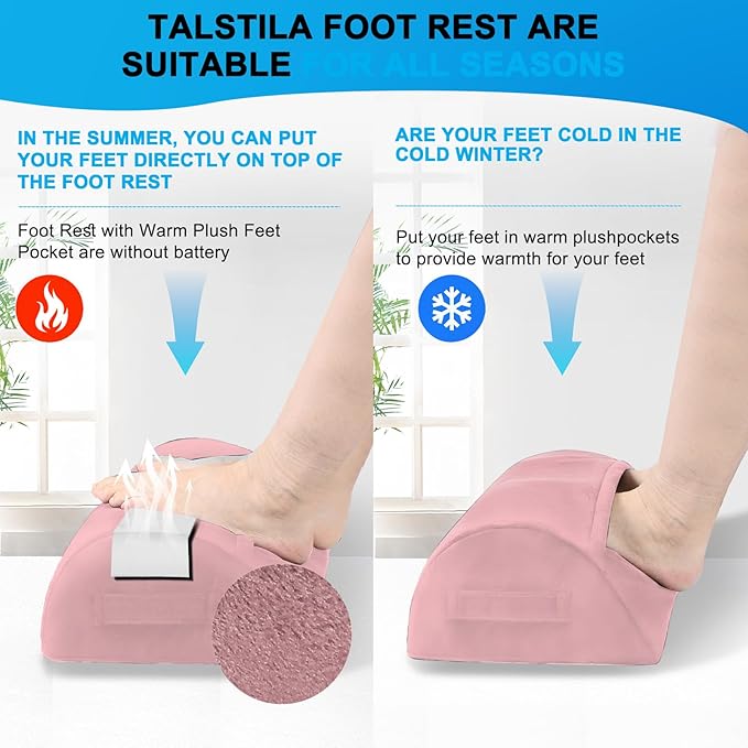 TALSTILA Foot Rest for Under Desk at Work, Footrest with Warm Plush Feet Pocket, Ergonomic Foam Foot Stool, Under Desk Footrests, for Office Desks & Office Chair - Back & Leg Pain Relief