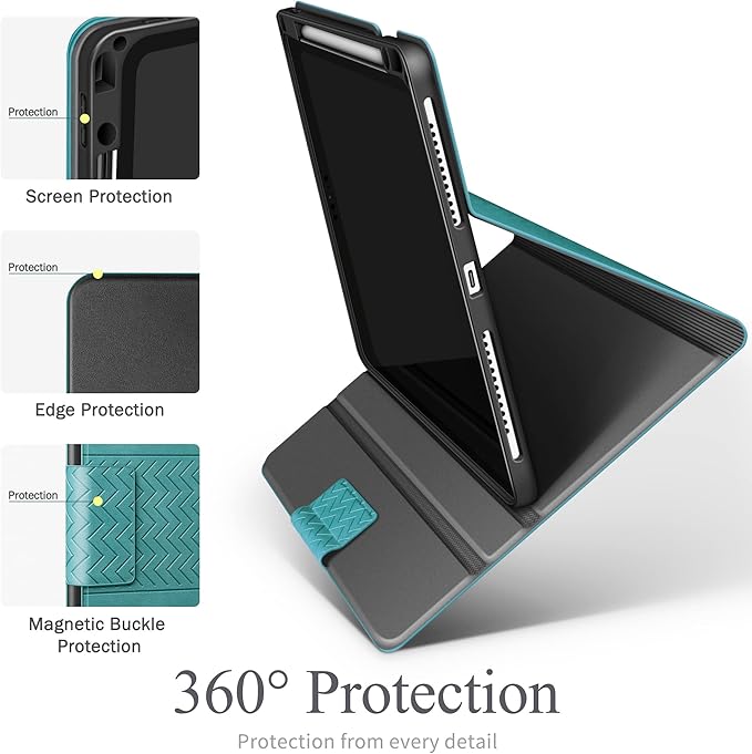 auaua Case for iPad Pro 12.9 6th/5th/4th/3rd Generation 2022/2021/2020/2018, Slim Durable Leather Stand Cover with Pencil Holder, Auto Sleep/Wake (Green)