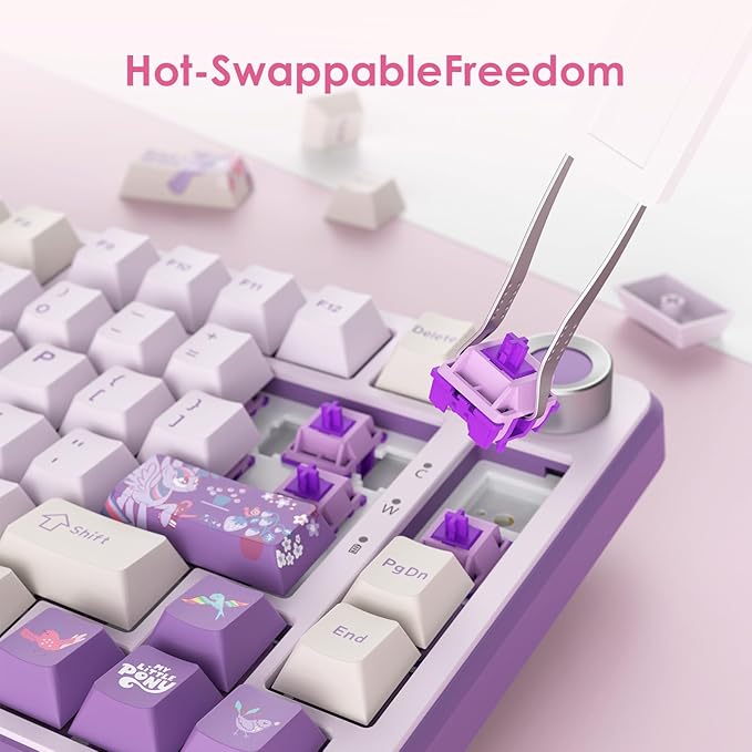 My Little Pony Wireless Mechanical Keyboard - 81 Keys RGB Gaming Keyboard with Custom Linear Switches, Hot-Swap & Knob Control, Triple Connection (BT5.0/USB-C/2.4GHz), Compact for Work & Gaming