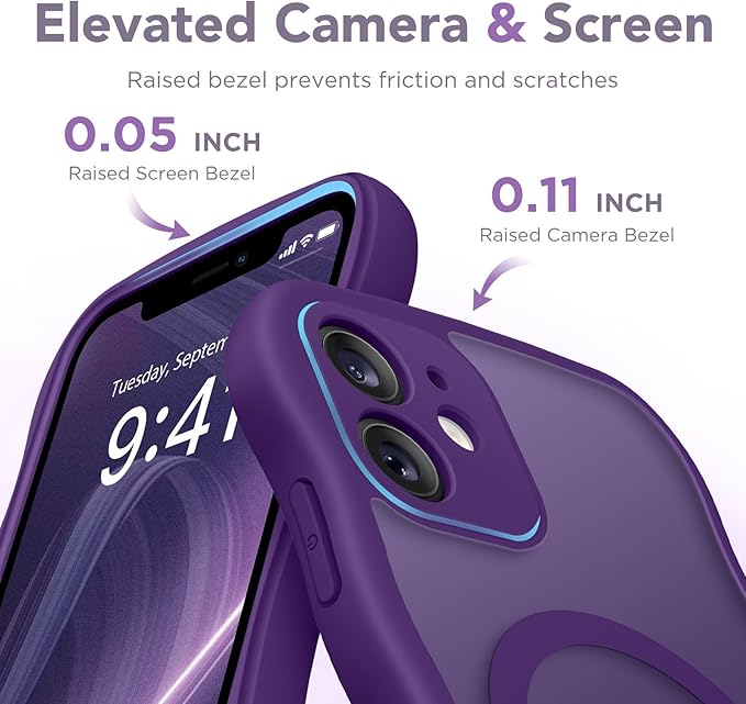 CAPRARO Cute for iPhone 11 Case, Compatible with MagSafe, [Curly Wave Edge] [Full Camera Protection] [14 FT Drop Protection] Magnetic Phone Case for 11 6.1 Inch, Deep Purple