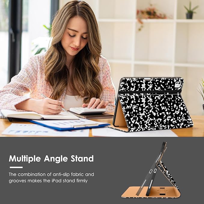VIKESI Case for iPad Pro 13 (M4) 2024, Leather Stand Cover with Apple Pencil Holder, Auto Wake/Sleep, Multiple Viewing Angles, Built in Hand Strap & Pocket, Book