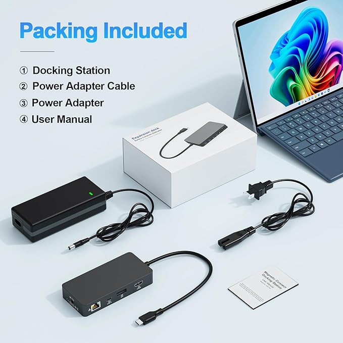 New Surface Thunderbolt 4 Dock Triple Displays 4K@60Hz HDMI+USB C+DP Compatible Surface Pro 12/11/10/9/8/X/7+/7, Surface Laptop 7/6/5/4/3, Surface Go 4/3/2/1, Surface Laptop Go 3/2/1, Surface Book 3/2