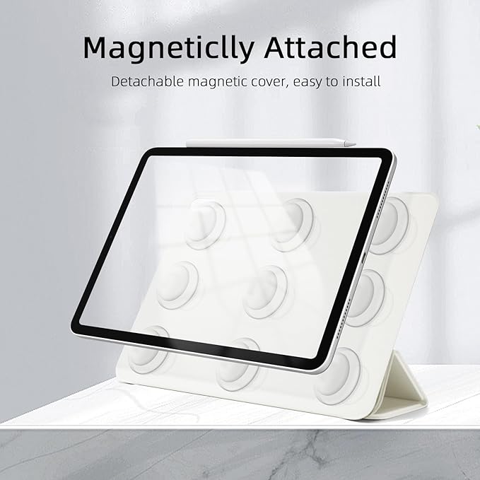 for iPad Air 13 inch M4/M3/M2 Case (2026/2025/2024,Model A3268/A3269/A3271), Auto Sleep/Wake and Magnetic Closure, Slim Trifold Stand Case, PU Leather Cover, Support Apple Pencil Pro, White