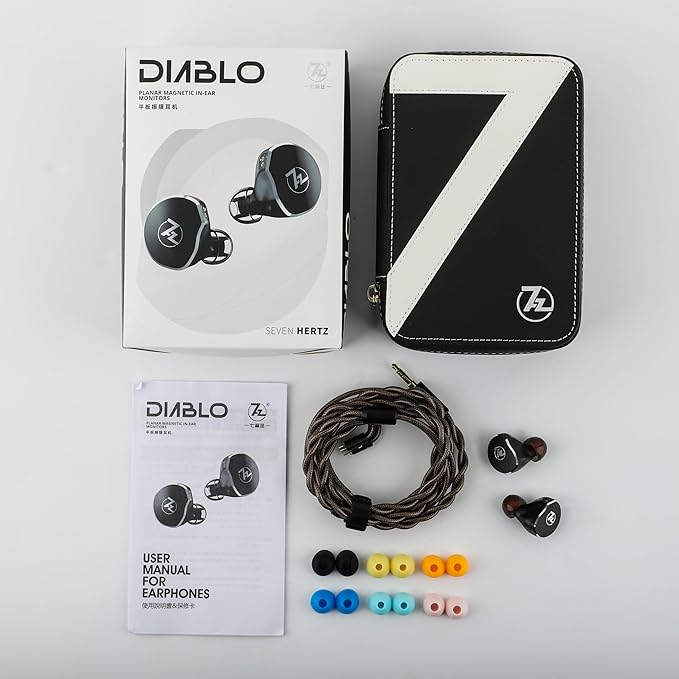 Linsoul 7Hz x Crinacle: Diablo/Divine in-Ear Monitors,14.5mm Planar Magnetic Driver IEM,HiFi Earbuds with Detachable 2 Pin Single Crystal Copper Cable,Earphone for Audiophiles(Diablo, Black)
