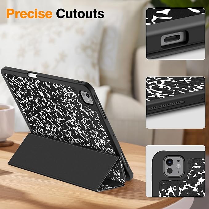 Fintie SlimShell Case for iPad Pro 13-inch (M5) 2025 / (M4) 2024 - [Built-in Pencil Holder] Soft TPU Protective Stand Back Cover with Auto Wake/Sleep, Composition Book