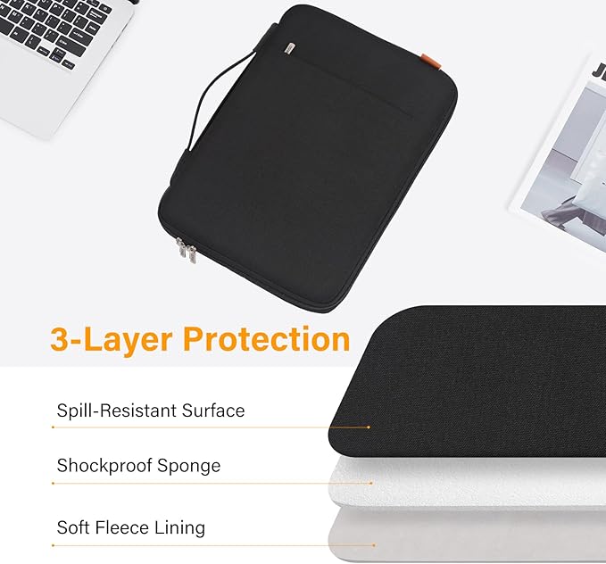 DOMISO 16 inch Laptop Sleeve Case Water Resistant Shockproof Protective Computer Bag for 16" Dell/HP Pavilion Envy/ThinkPad IdeaPad/ASUS Vivobook,Black