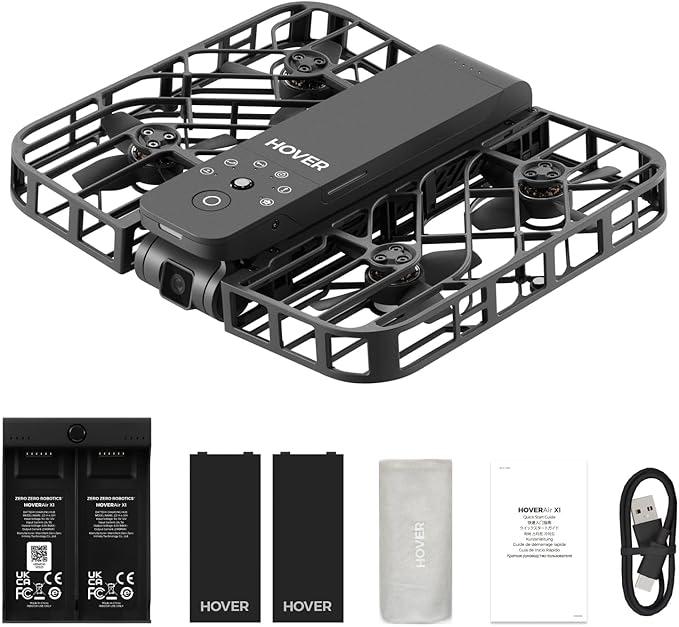 HOVERAir X1 Drone with Camera, Follow-me Drone with Self-Flying Mode, Foldable Mini Drone with HDR Video Capture, Palm Takeoff, Intelligent Flight Paths, Hands-Free Control Black (Combo Plus)