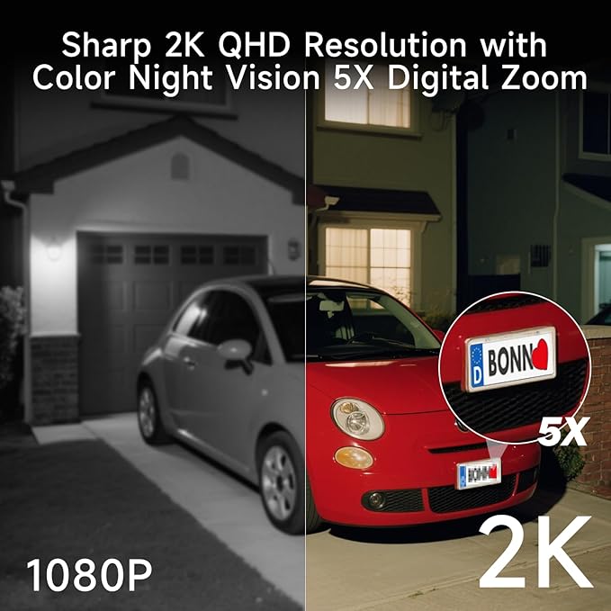 2pcs 5G/2.4G WiFi Security Cameras Wireless Outdoor,2K Home Indoor Camera with AI Detection, Siren,Wireless Cameras for Home Security with Color Night Vision, 2-Way Talk, IP65, Works/Alexa, Cloud/SD