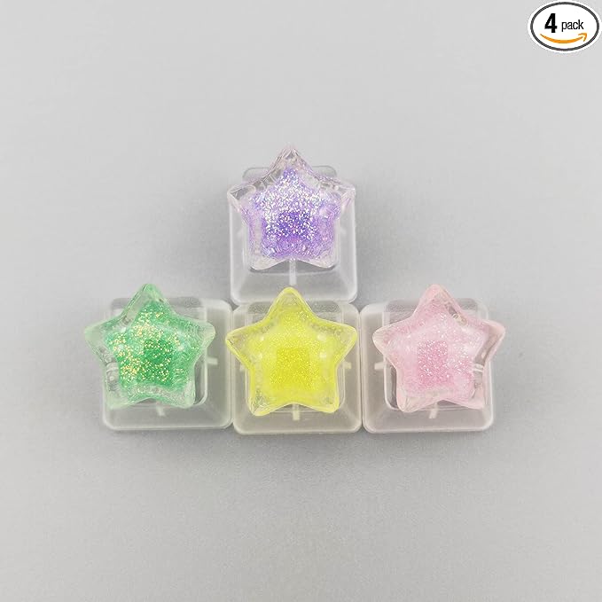 4 Keys Colorful Stars keycaps for Cherry Mx Switch Mechanical Keyboard Gaming Decoration Custom Backlit Key Caps Gift OEM