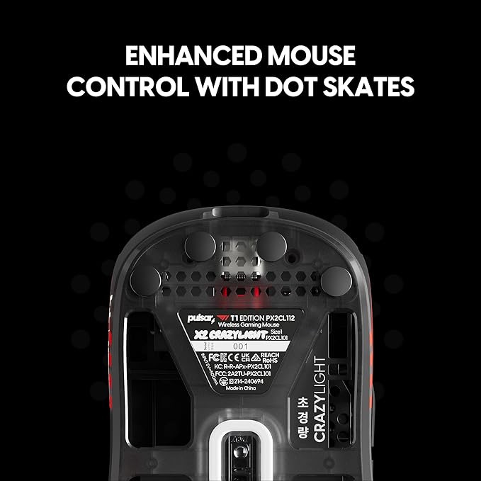 Pulsar Gaming Gears X2 Crazylight Wireless Gaming Mouse, Ultra Lightweight 1.27 oz (36g), Optical Switch, 32000 DPI, 750 IPS, XS-1 Sensor, 8k Compatible (Mini, Black, T1 Edition)