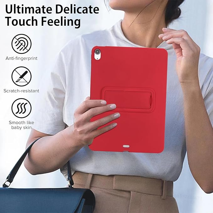for iPad Air 11-inch M4/M3/M2 (2026/2025/2024) Case, Shockproof Protective Back Cover with Kickstand Slim Shell for Women Men, Red