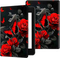 for 6" All-New Kindle Paperwhite 4 10th Generation (Model No. PQ94WIF) E-Reader Case, Slim Kickstand Stand Leather Smart Cover with Auto Wake/Sleep, Red Rose Butterfly