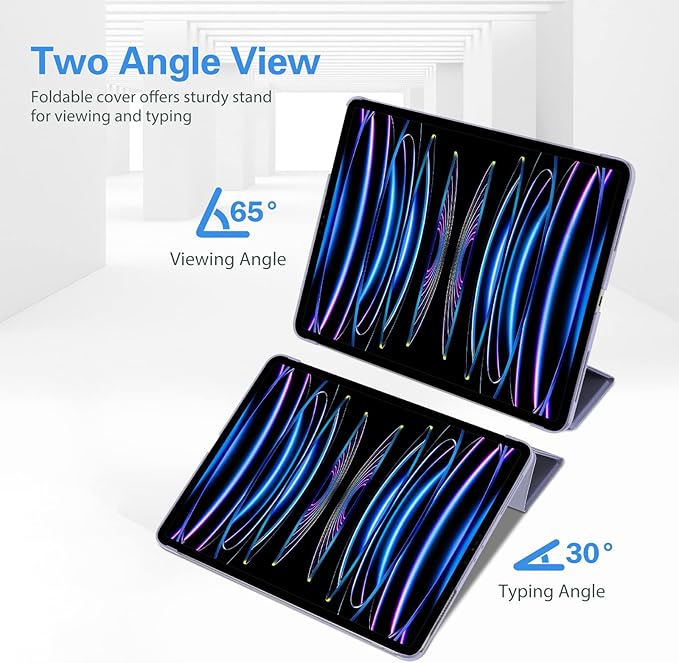 ProCase for iPad Pro 11 Inch Case 2022/2021/2020/2018(4th/3rd/2nd/1st Generation), iPad Pro 11" Slim Stand Hard Back Cover Shell Smart Folio Compatible with Pencil/Support Auto Wake/Sleep -Lightpurple
