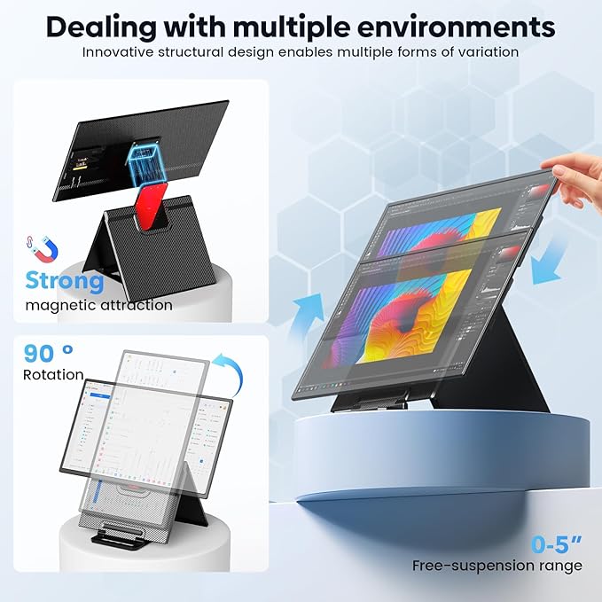 24" Large Portable Monitor Laptop Screen Extender 1080P FHD 100HZ IPS, Travel Monitor for Work Home Gaming, Landscape & Portrait Display, Compatible with Wins/Mac/Linux & MINI PC/PS5/Smart Phone