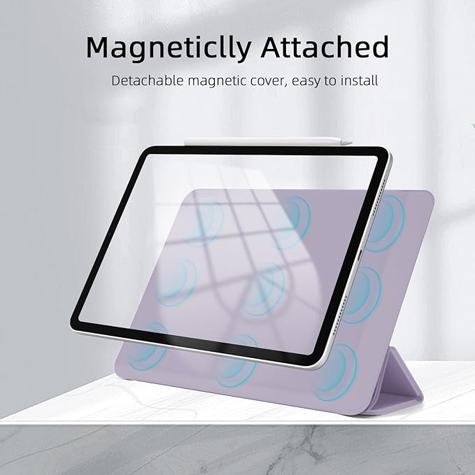 for iPad Air 13 inch M4/M3/M2 Case (2026/2025/2024,Model A3268/A3269/A3271), Auto Sleep/Wake and Magnetic Closure, Trifold Stand Case, PU Leather Cover, Support Apple Pencil Pro, Light Purple