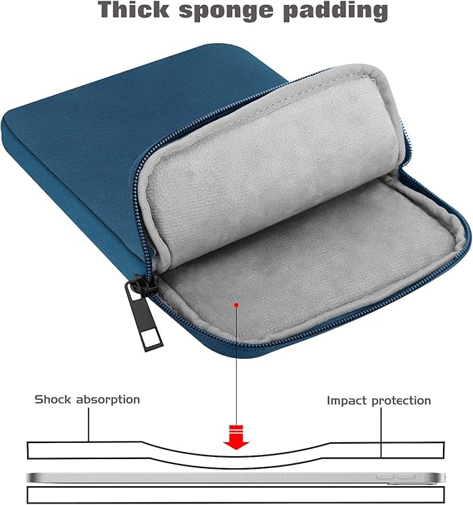 MoKo 13 Inch Tablet Sleeve Fits New 13inch iPad Air M4 2026, iPad Pro M5/M4/Air M3/M2 13", iPadPro 12.9", Galaxy Tab S8+/S9+ 12.4", Polyester Bag Fit with Apple Pencil or Smart Keyboard, Peacock Blue