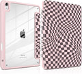 Case for iPad Air 13 inch 2026 M4 2025 M3 2024 M2 Release with Pencil Holder - Aesthetic Cute Design Trifold Cover with Soft TPU Bumper Clear Back Auto Sleep for Girls Women, Abstract Lattice