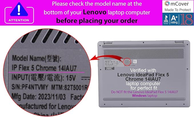 mCover Case ONLY Compatible for 2022-2025 14" Lenovo IP Flex 5 Chrome 14IAU7 (Plus) Convertible Chromebook Laptops (NOT Fitting Other Lenovo Models)- Clear