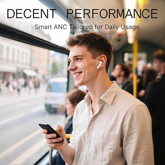 CMF Buds 2a Wireless Earbuds Active Noise Cancelling 42dB Hybrid ANC Bluetooth Headphones, 12.4mm Dynamic Driver for Big Bass, 4 Mic Clear Call, Sport Ear Buds for iPhone, Android, Light Grey