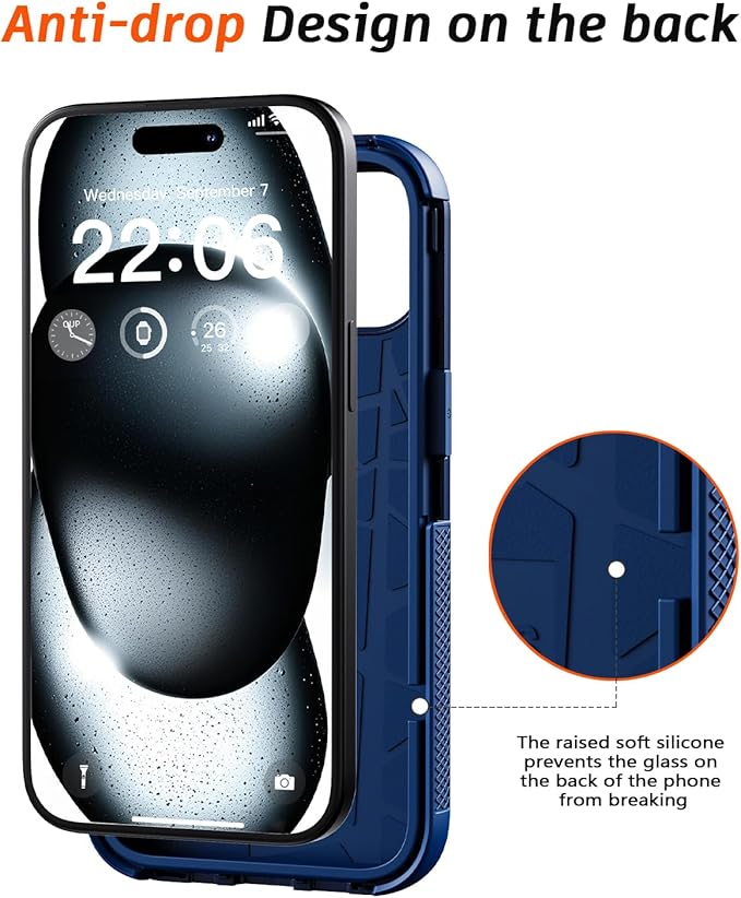 Diverbox for iPhone 15 Case [Compatible with MagSafe] [Shockproof] [Dropproof] [with Screen Protector ] Heavy Duty Protection Phone Case Cover for Apple iPhone 15 2023 6.1 inch (Blue)