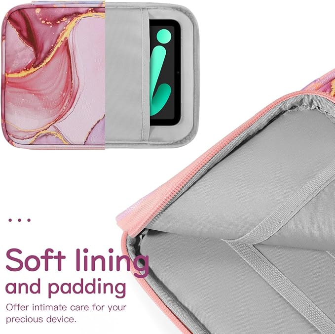 Dadanism 8-9 Inch Tablet Sleeve Bag Carrying Case for iPad mini 7th/6th 8.3", iPad mini 7.9", Galaxy Tab A7 Lite/A9 8.7", ‎Remarkable Paper Pro Move 7.3" 2025, Tab M8 8", Tab M9 9", Cloudy Pink