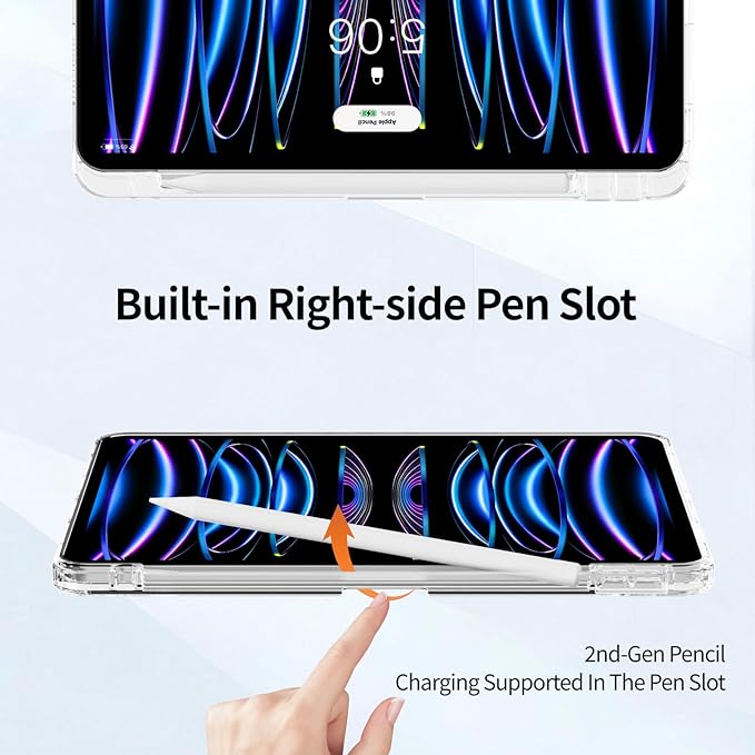 Case for iPad Pro 11 Inch 4th 2022, Pro 3rd/ 2nd Generation 2021/2020 with Pencil Holder, Shockproof Slim Cover with Clear Hard PC Back Shell for iPad Pro 2022/2021/2020,Auto Sleep/Wake, Cream