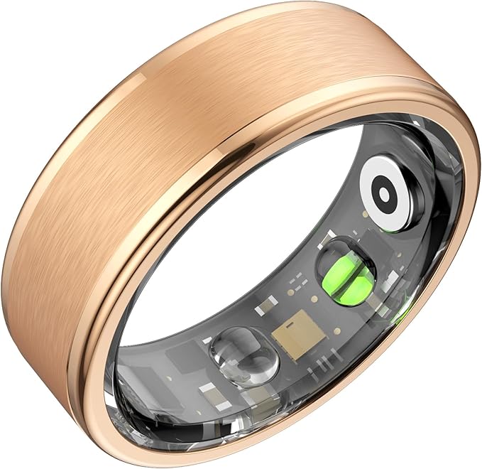 Smart Ring for Women Men,Fitness Ring with 24/7 Activity Tracking,Stress,Sleep Monitoring,No APP Subscription Fees,Compatible with iOS & Android, HarmonyOS Rose Gold, 11#