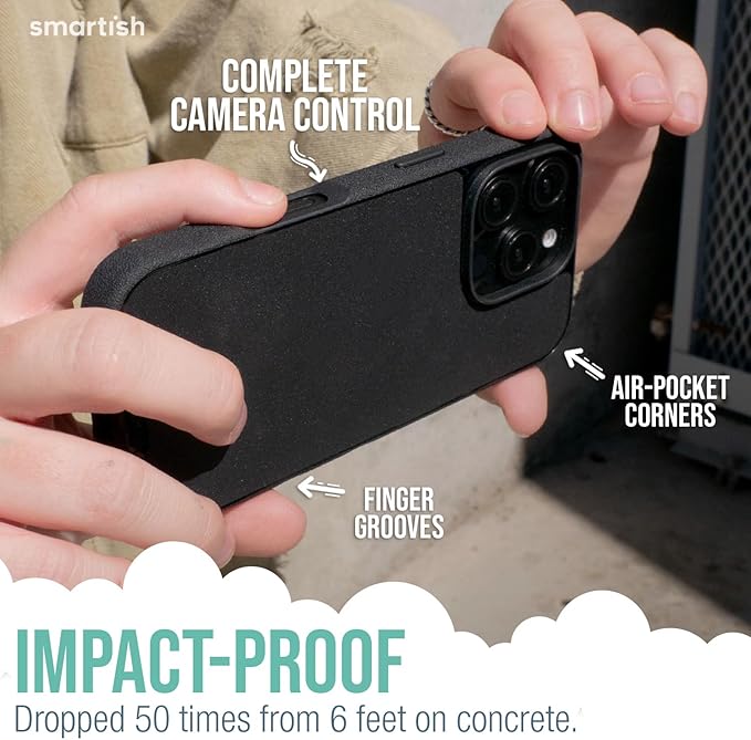 Smartish® iPhone 16 Pro Max Magnetic Case - Gripmunk Compatible with MagSafe [Lightweight + Protective] Slim & Thin Grip Cover with Microfiber Lining for Apple iPhone 16 Pro Max - Custom Prints