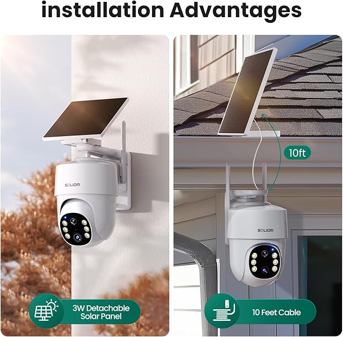 SOLIOM- True 5MP HD Security Cameras Outdoor Wireless, Add-On Camera, Solar Powered, Auto Tracking,Requires Soliombase(Excluding Soliombase), Soliombase Supports Up to 4 Cams