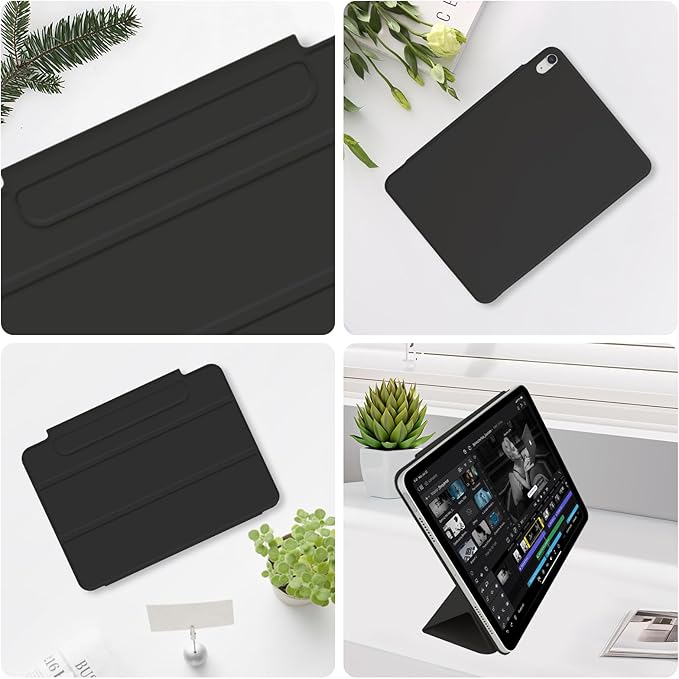 for iPad Air 13 inch M4/M3/M2 Case (2026/2025/2024,Model A3268/A3269/A3271), Auto Sleep/Wake and Magnetic Closure, Slim Trifold Stand Case, PU Leather Cover, Support Apple Pencil Pro, Black